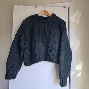 Handknit Cropped Wool Sweater